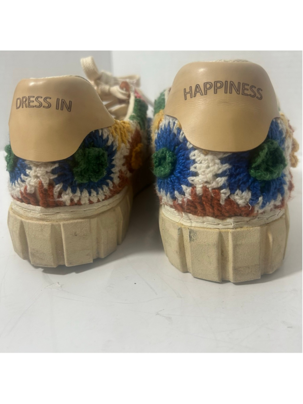 Women's Farm Rio Sunset Crochet Floral Sneakers Boho Size 9 White Multi-color - Picture 6 of 10